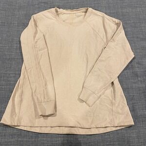 Athleta Tan Crew Neck Long Sleeve Raglan Tunic Top Size M